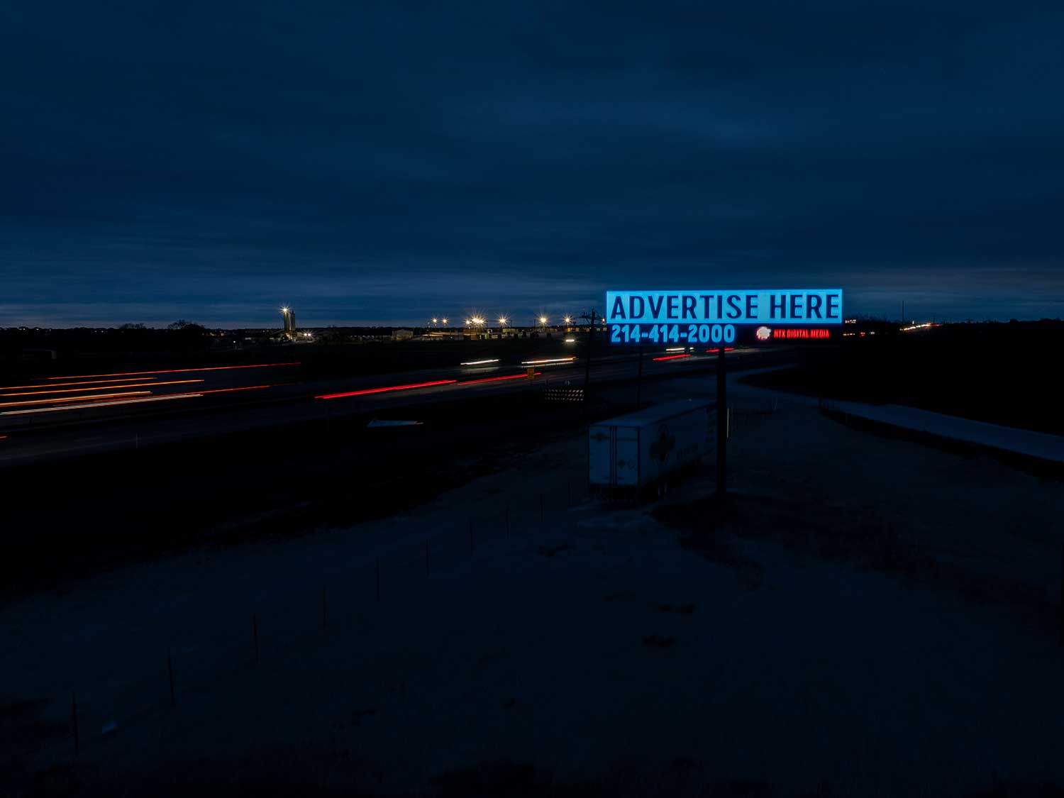 New Northlake LED Digital Billboard at night in 2025 located off 35W in Alliance Corridor by NTX Digital Media